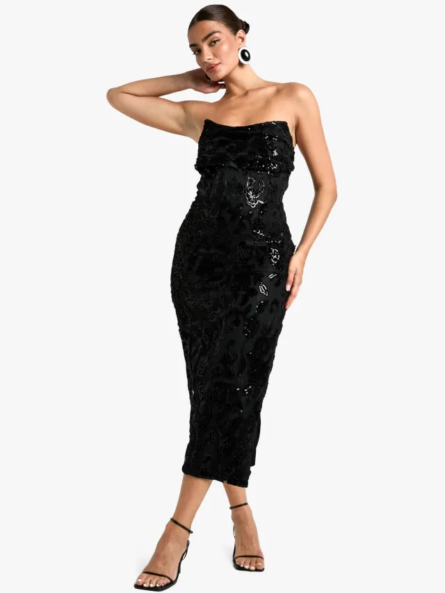 boohoo Dames Gestructureerde Corset Lace Demask Midaxi Jurk Zwart