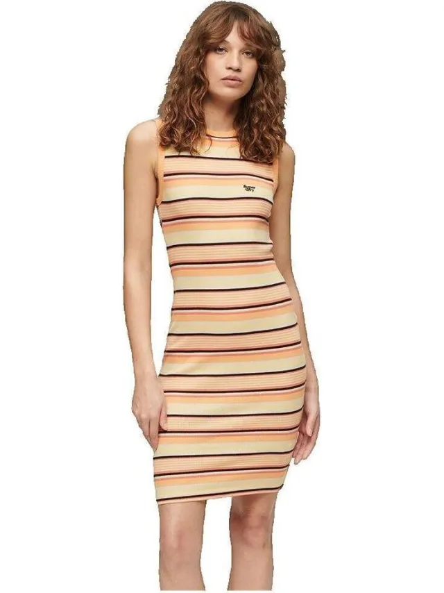 Superdry Jurk Superdry Courte Rib Bodycon Oranje