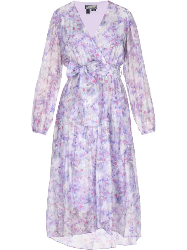 DREIMASTER jurk violet roze veelkleurig