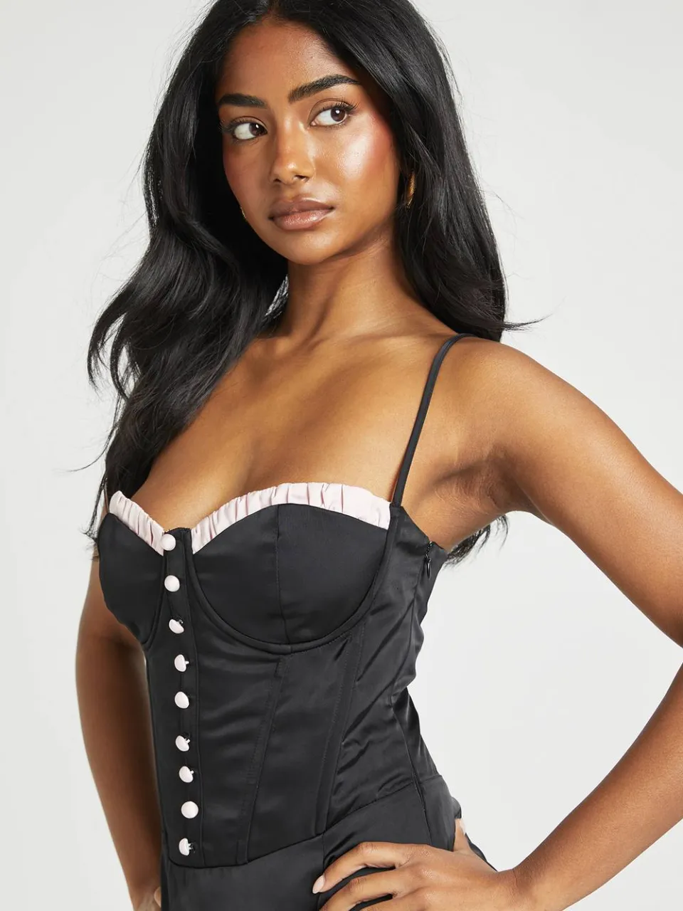boohoo Dames Mini-jurk Met Contrasterende Corsetdetails zwart, foto 4