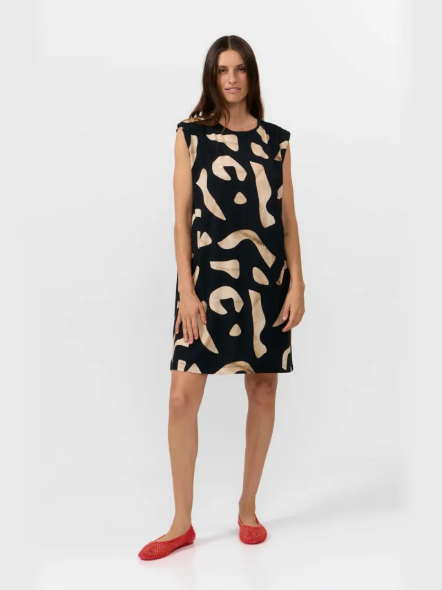 SUITE13LAB dames vegan Jurk Shire Print Stenen Zwart