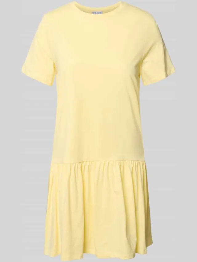 Pieces regular fit t-shirtjurk van 100% katoen model 'DISSO' Lichtgeel