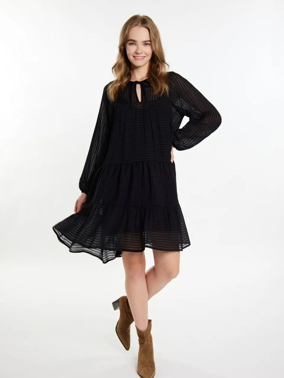 IZIA Midi-jurk met gestreept dessin Dames zwart