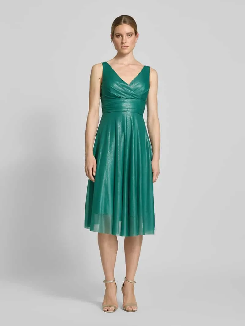 TROYDEN COLLECTION Cocktailjurk in wikkellook Mintgroen