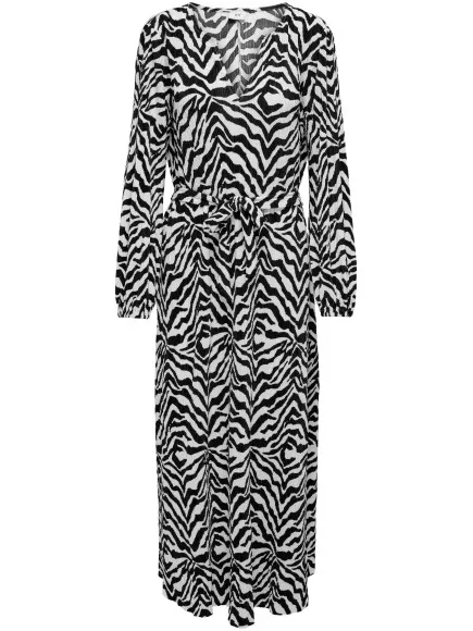 Jacqueline De Yong Bravo l/s plisse ancle dress Veelkleurig