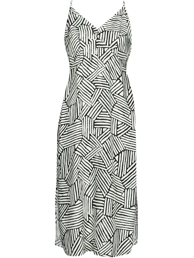 Superdry Lange Jurk Superdry VINTAGE MIDI HALTER SLIP DRESS Zwart