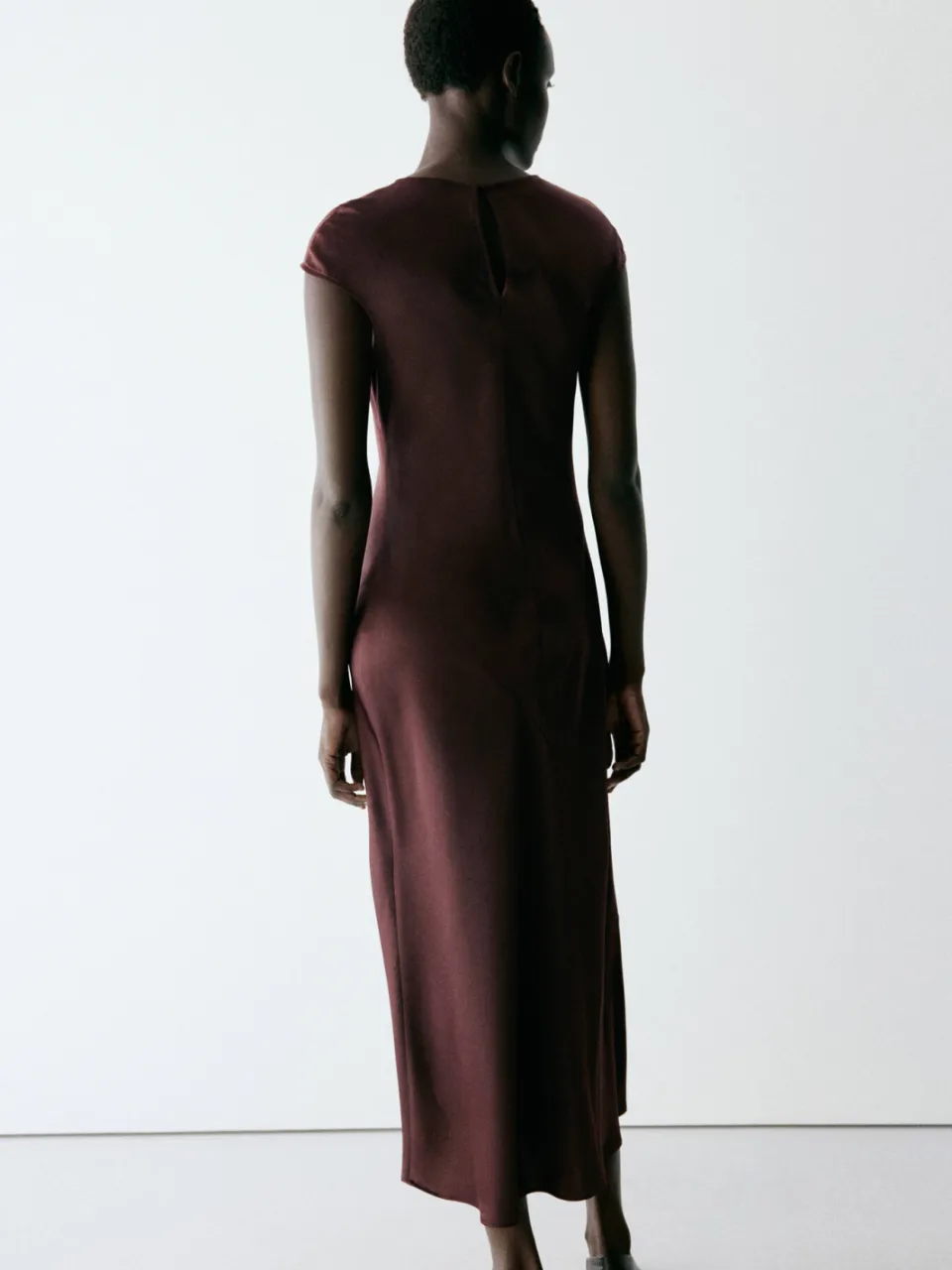 Mango midi jurk roodbruin, foto 3