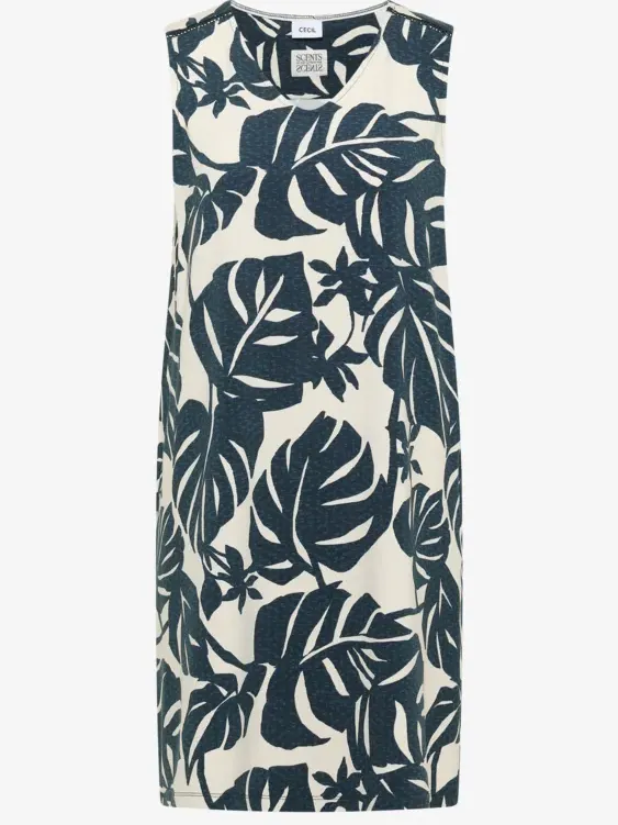 cecil Knielange jersey jurk met V-hals en print groen, foto 3