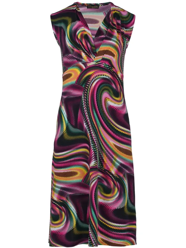 Conquista Mouwloze Empire Line-jurk in moerbei print Bordeauxrood