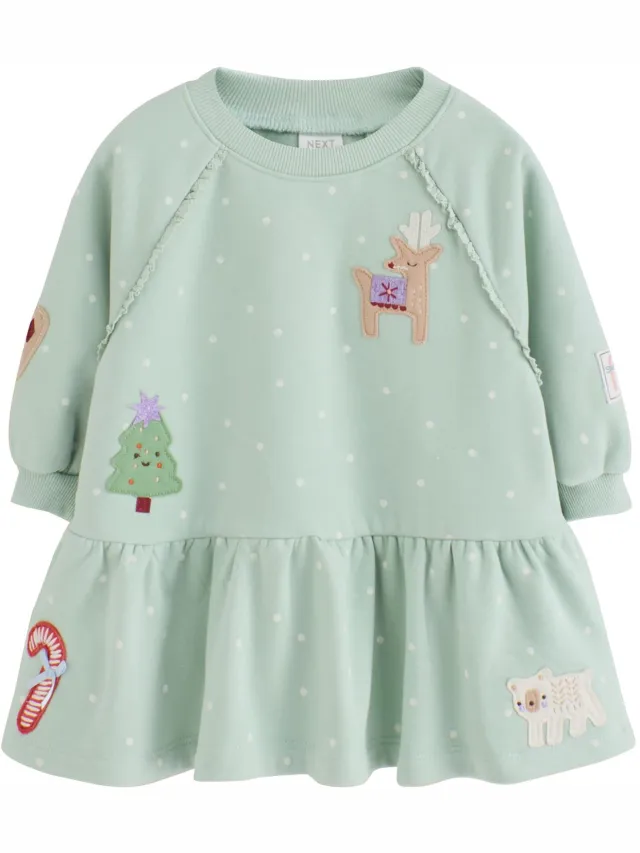 Next Meisjes - Sweaterjurk met lange mouwen - Groen Green