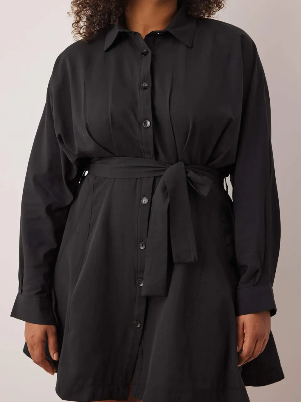 Trendyol Curve Dames Zwart Effen Kort / Mini Lang Casual Blousejurk Grote maten Jurk, foto 2