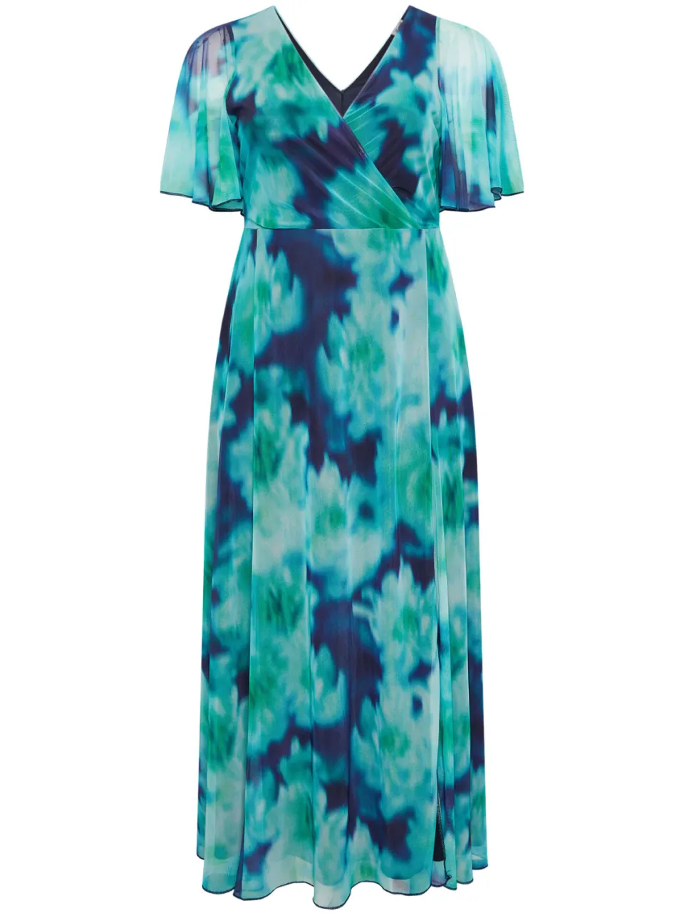 Yours London Mintgroene Mesh Jurk Met Wazige Abstracte Print, foto 3