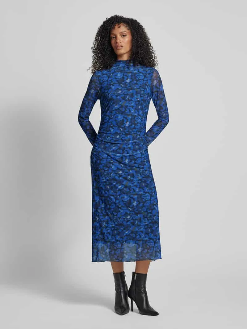 Milano Italy Maxi-jurk met opstaande kraag Blauw