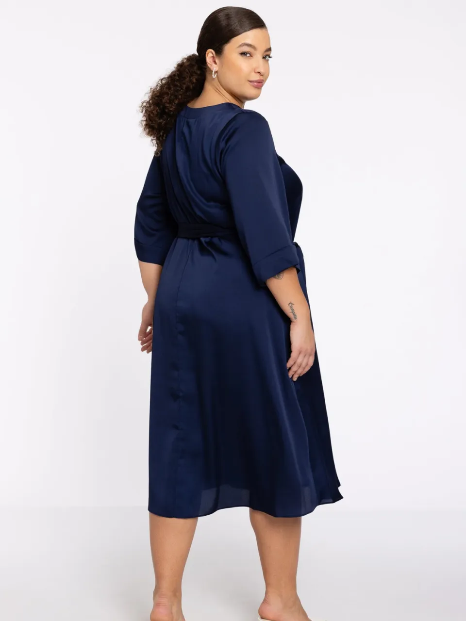 Yoek Jurk met ceintuur SATINI | Blauw, foto 3