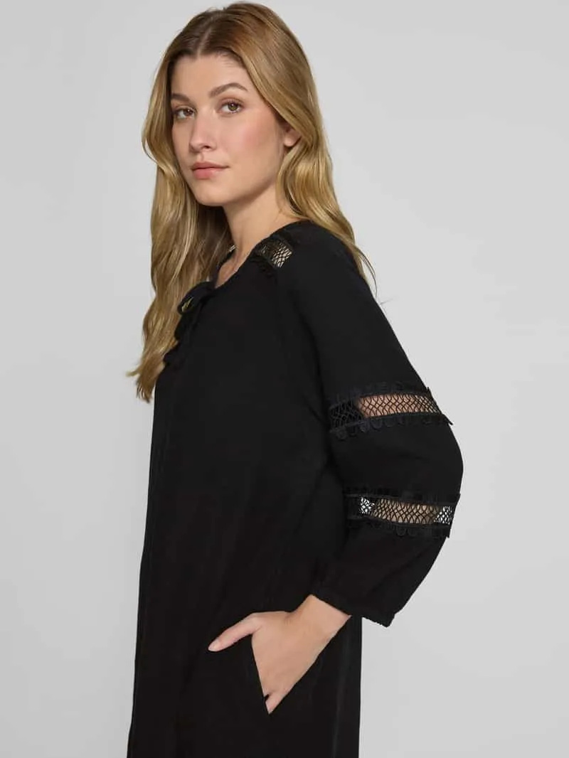 FREE/QUENT Knielange linnen jurk van een mix van linnen en viscose, model 'Laluna' zwart, foto 4