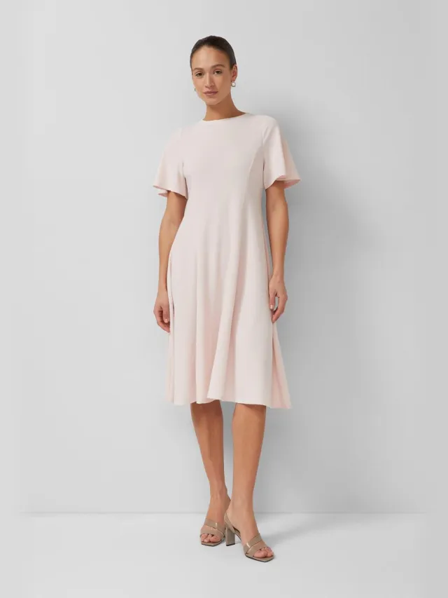 S.Oliver female - Uitlopende midi-jurk met strikdetail zachtroze
