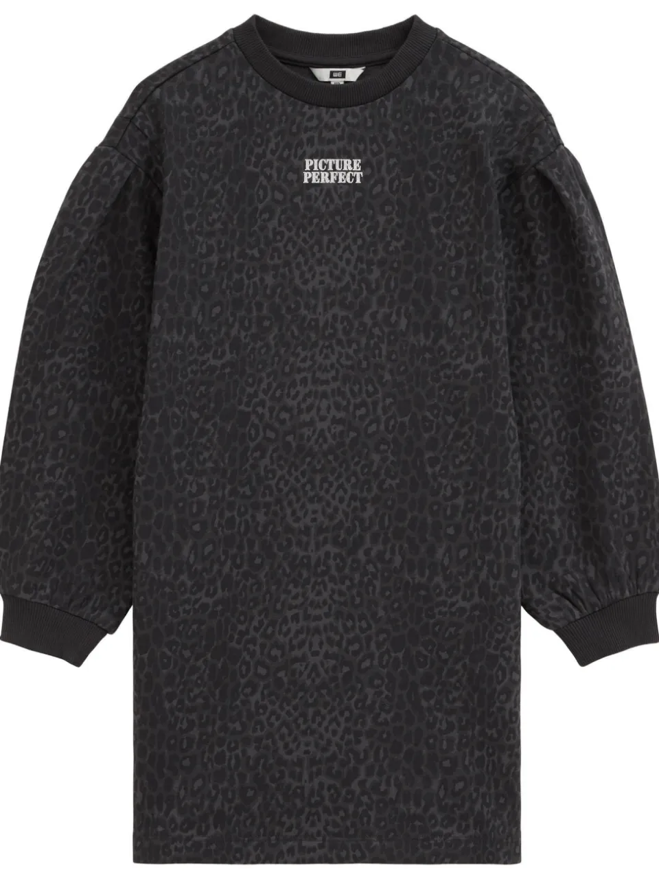 WE Fashion midi sweatjurk panterprint zwart/grijs, foto 4
