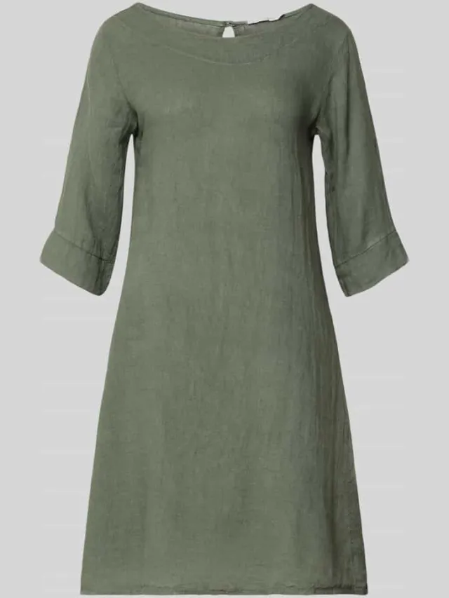 ZABAIONE Linnen jurk met ronde hals model 'Le44tizia' kaki, foto 2