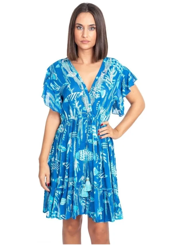 Isla Bonita By Sigris Korte Jurk Isla Bonita By Sigris Korte Jurk Blauw