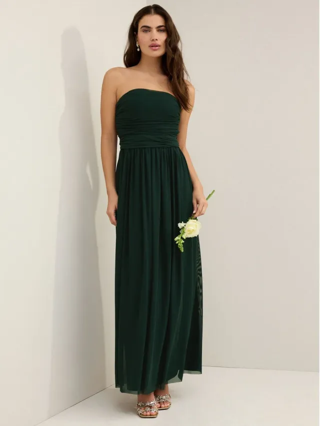 Next Dames - Mesh multiway maxi-jurk voor bruidsmeisjes en bruiloftsgasten - Groen Dark Green