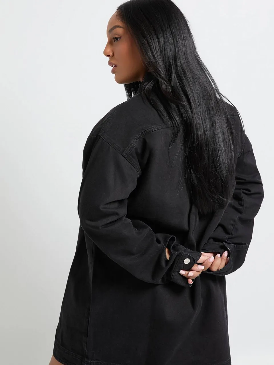 boohoo Dames Plus Denim ritssluiting shiftjurk, foto 2