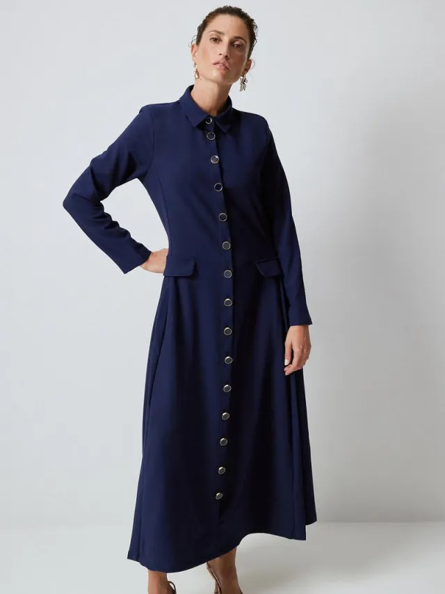 TOUCHÉ PRIVÉ Crepe jurk met zakken - Marine - Dames