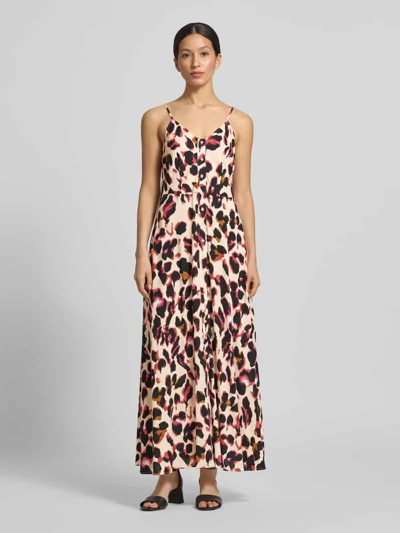 Yas maxi-jurk van viscose met knoopsluiting model 'SAVANNA' Zwart
