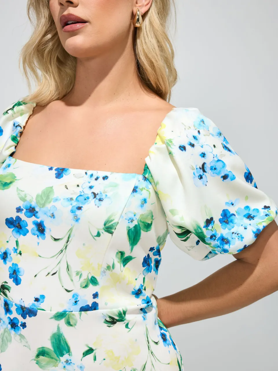 Yours London Witte Jurk Met Bloemenprint En Vierkante Hals, foto 5