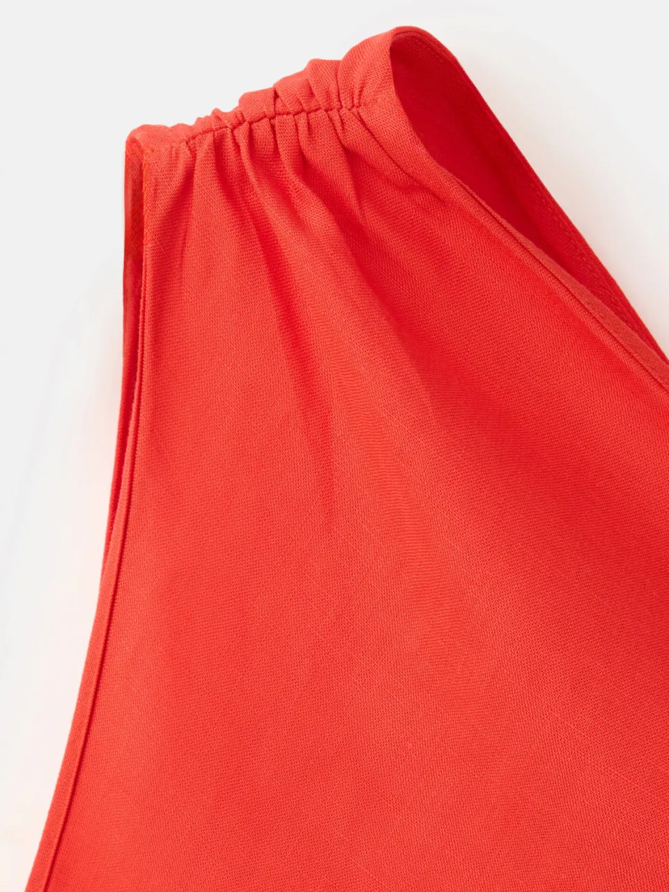 Mango one shoulder midi jurk met linnen - rood, foto 4