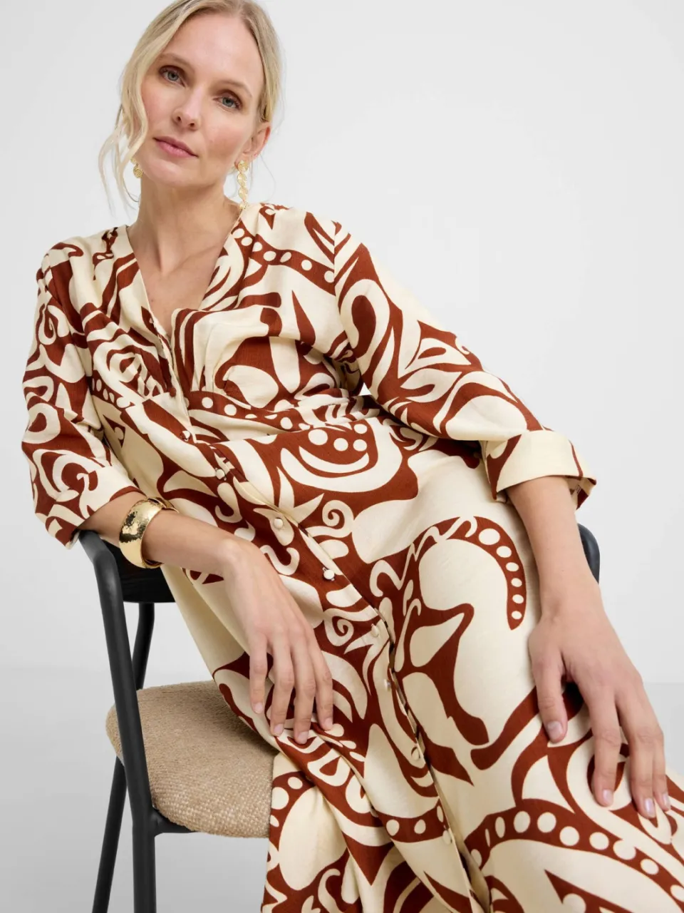 Geisha blousejurk bruin, foto 4
