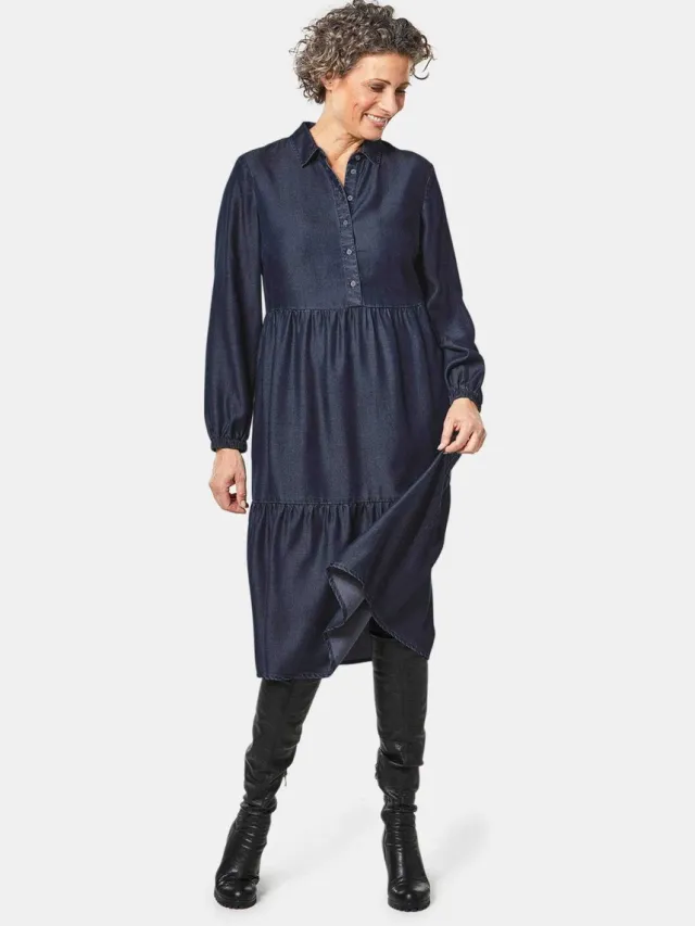 GOLDNER Jurk Tencel-jurk donkerblauw