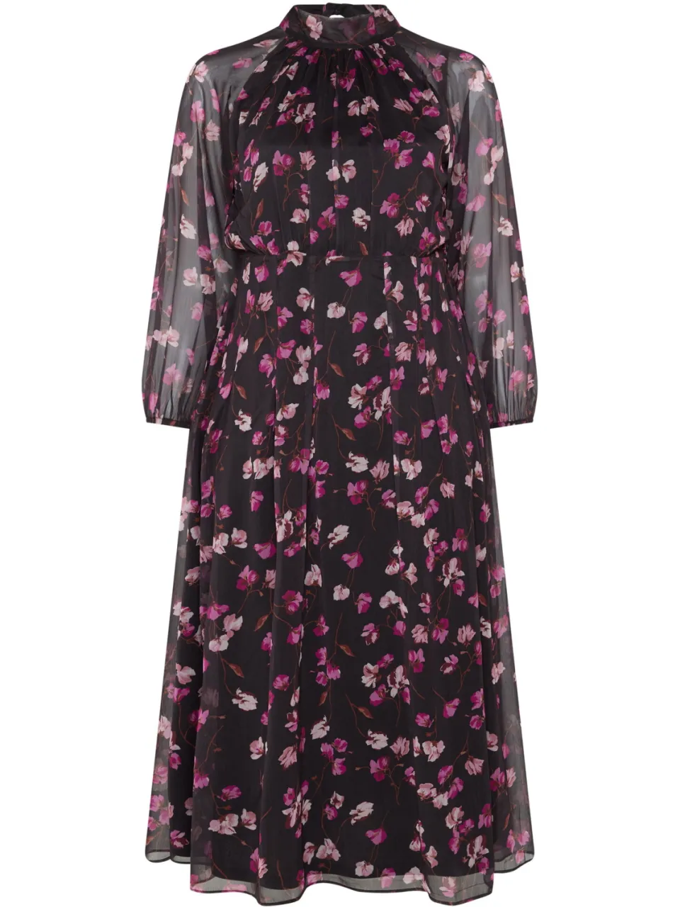 Yours London Zwarte Jurk Met Bloemenprint En Strik Op De Rug, foto 4