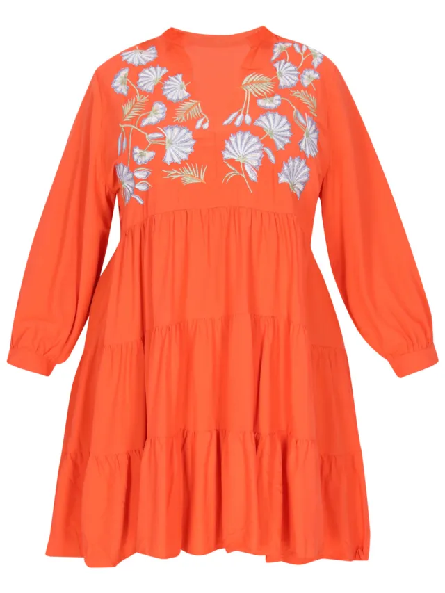 IZIA Grote maten jurk vrouwen oranje, foto 2