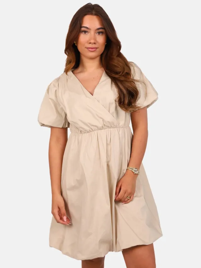 Getdrezzed Ballonjurk met overslag beige