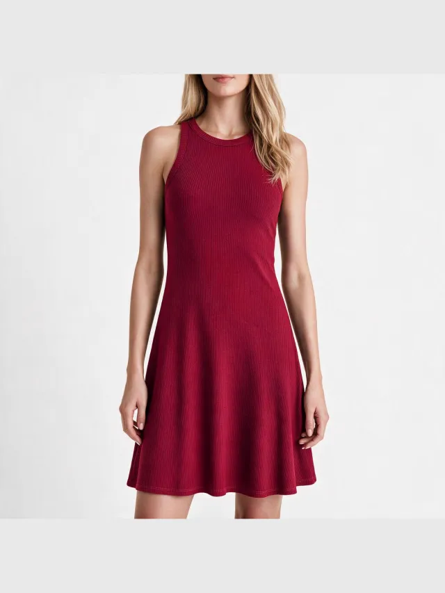 Imily Bela Dames Mouwloze A-lijn Mini Jurk Rood