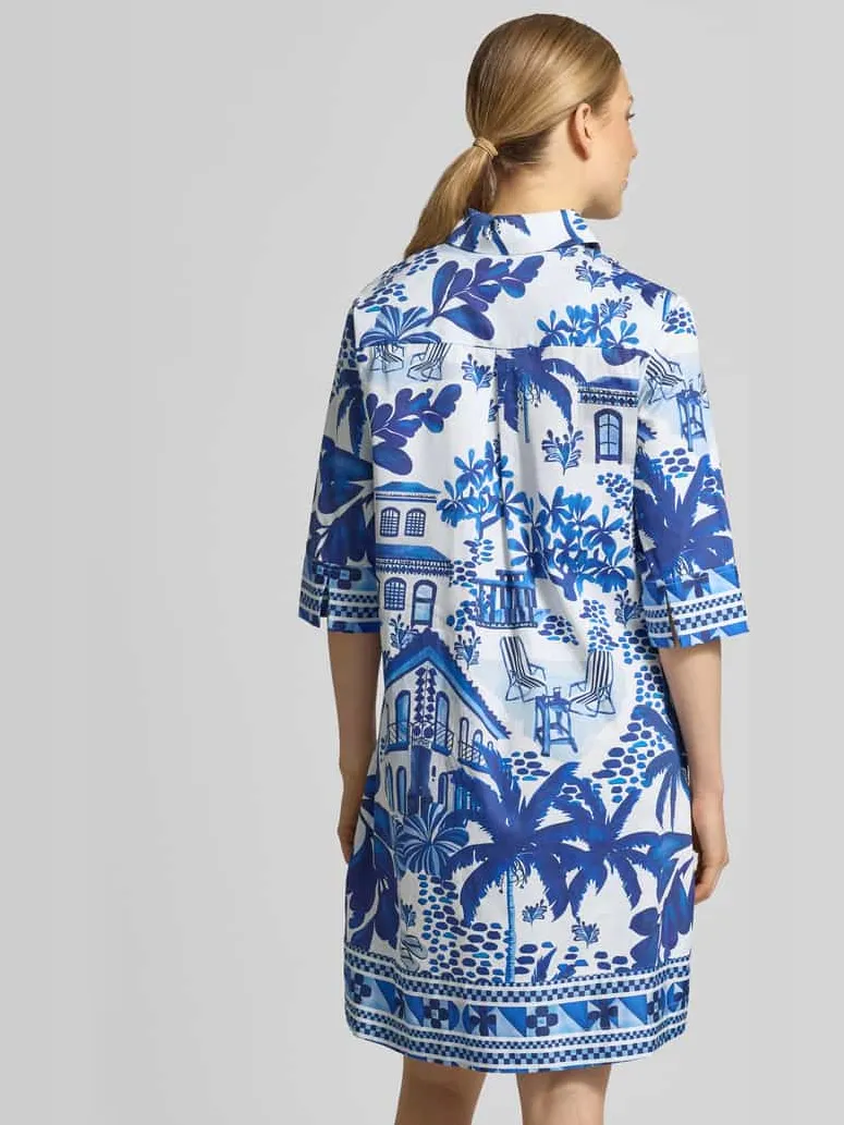 Christian Berg Woman relaxed fit klein in knielengte met all-over motiefprint donkerblauw, foto 3
