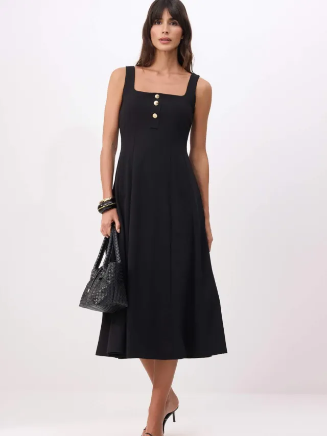 Trendyol TRENDYOLMİLLA Dames Zwart Effen Midi Mouwloos Skater Jurken