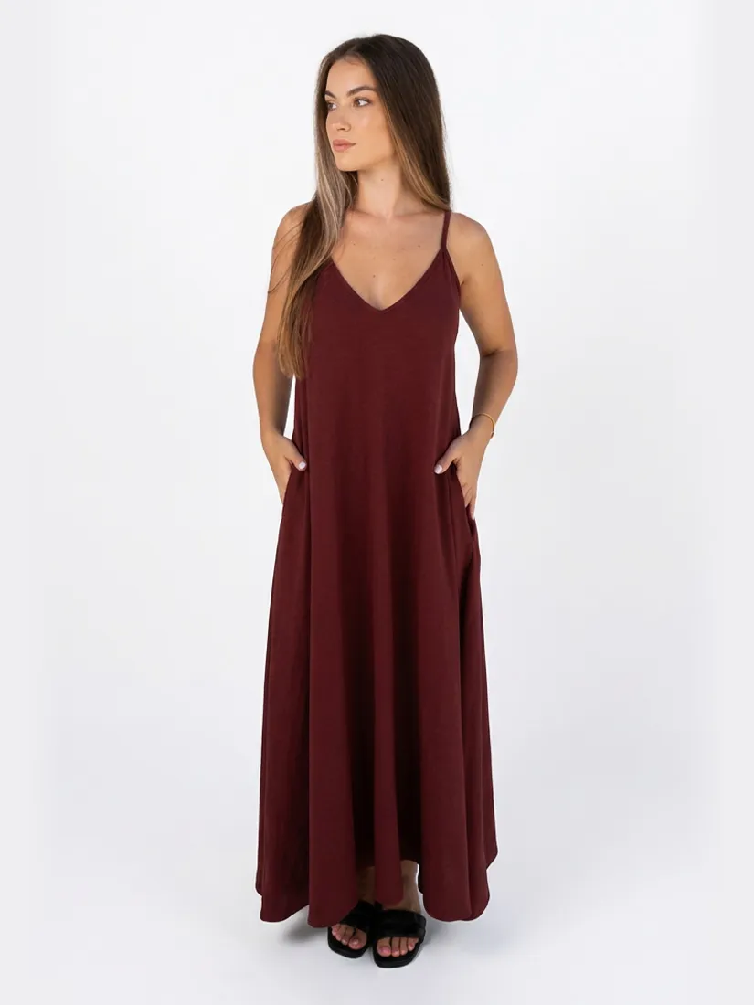 Basiclo Chloe Long Dress BOURGOGNE Bordeauxrood