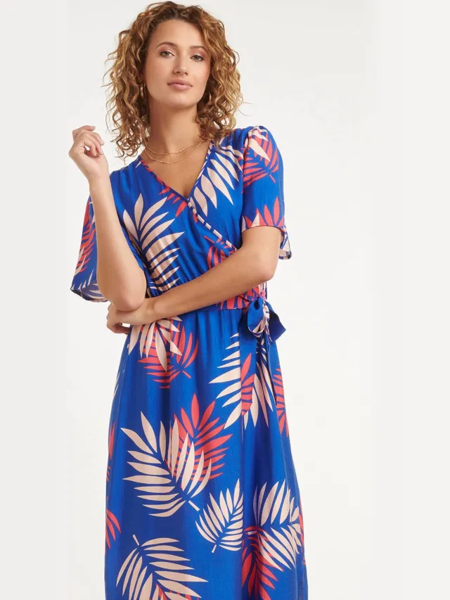 Smashed Lemon rayon midi jurk - blauw, foto 2