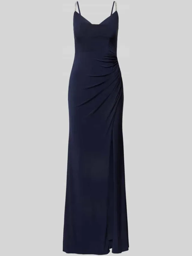 LUXUAR FASHION avondjurk met siersteentjes marineblauw, foto 2
