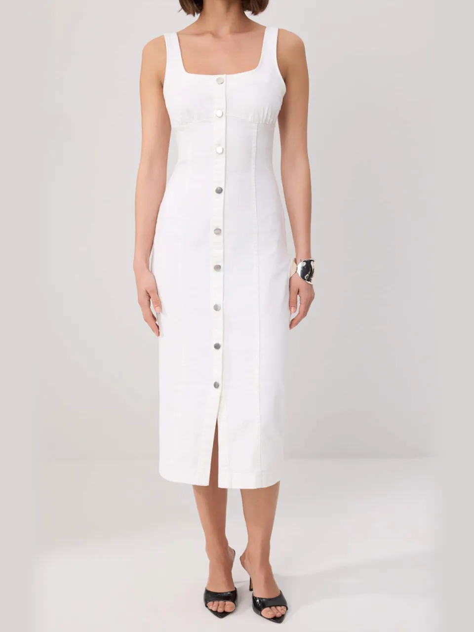 Trendyol TRENDYOLMİLLA Dames Ecru Effen Midi Mouwloos Bodycon Jurken