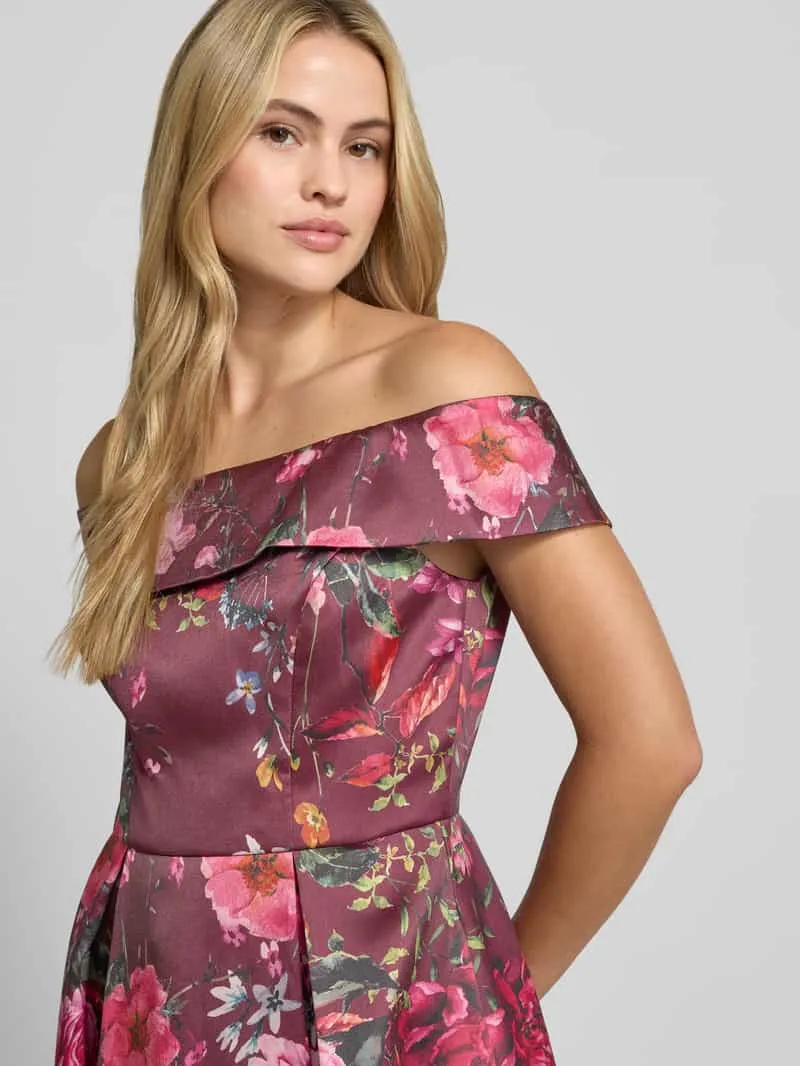 Adrianna Papell Avondjurk met bloemenprint bordeaux, foto 3