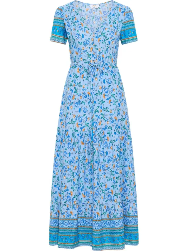 Usha Maxi-jurk met bloemenprint Lichtblauw Veelkleurig