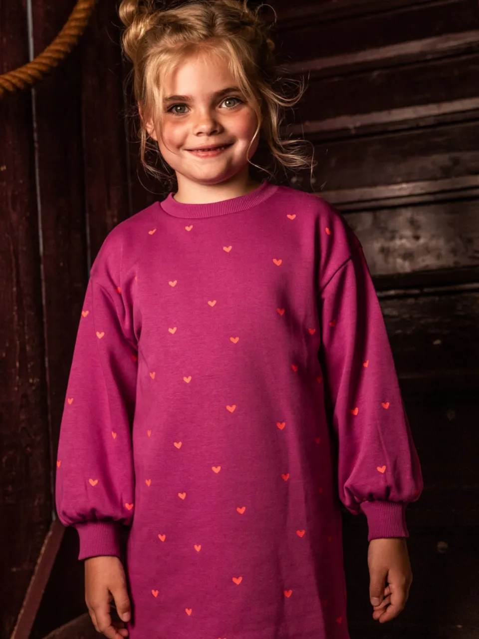 LOOXS little sweatjurk met hartjes - paars