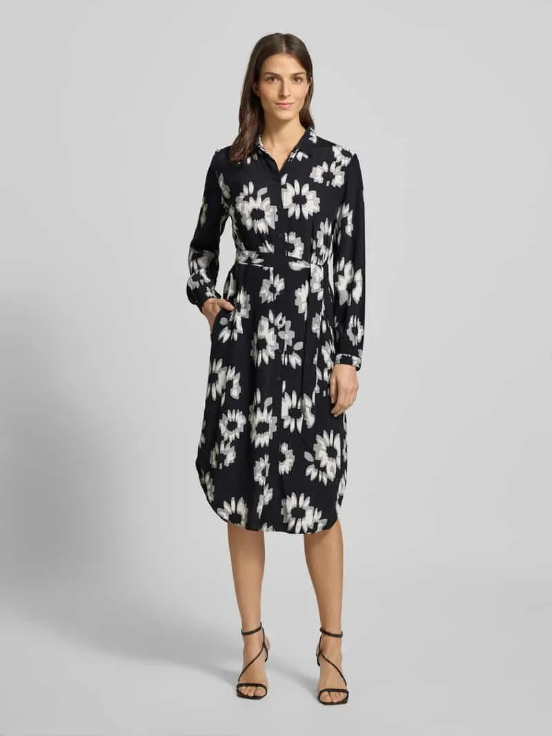 Esprit Midi-jurk met strikceintuur Zwart