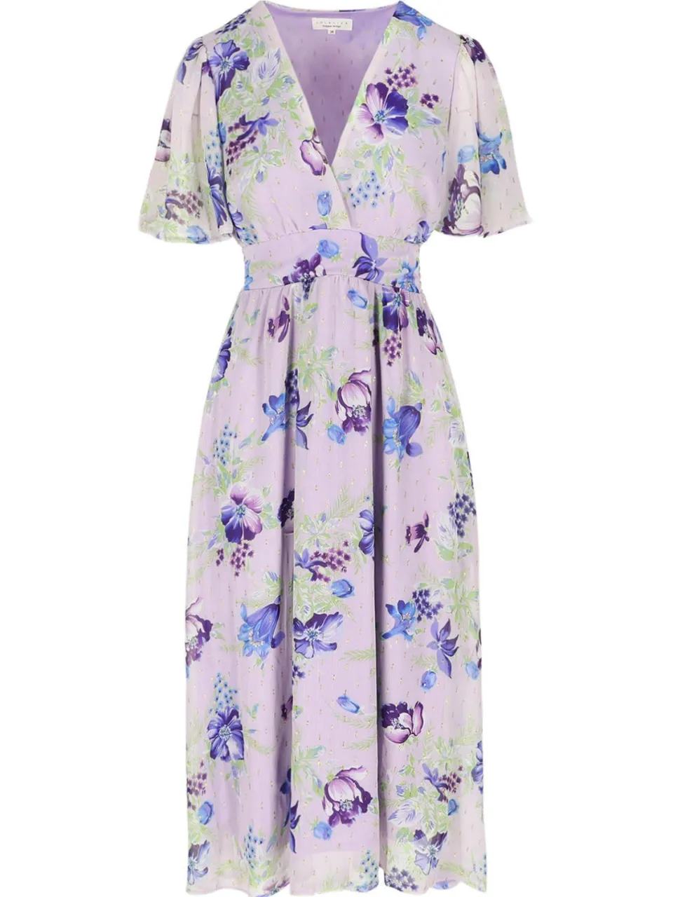 LOLALIZA gebloemde midi jurk met lurex lila, foto 2