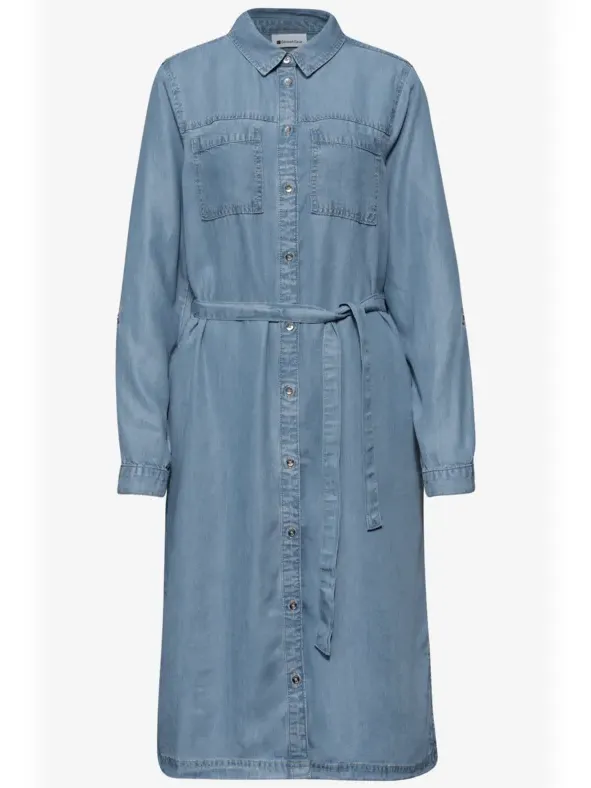 Street One Knielange jurk in een verwassen look blauw, foto 3