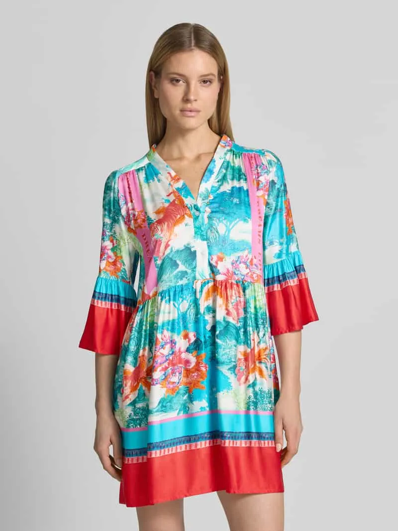 miss goodlife relaxed fit mini-jurk van pure viscose model 'Breeze' lichtblauw gemêleerd, foto 4
