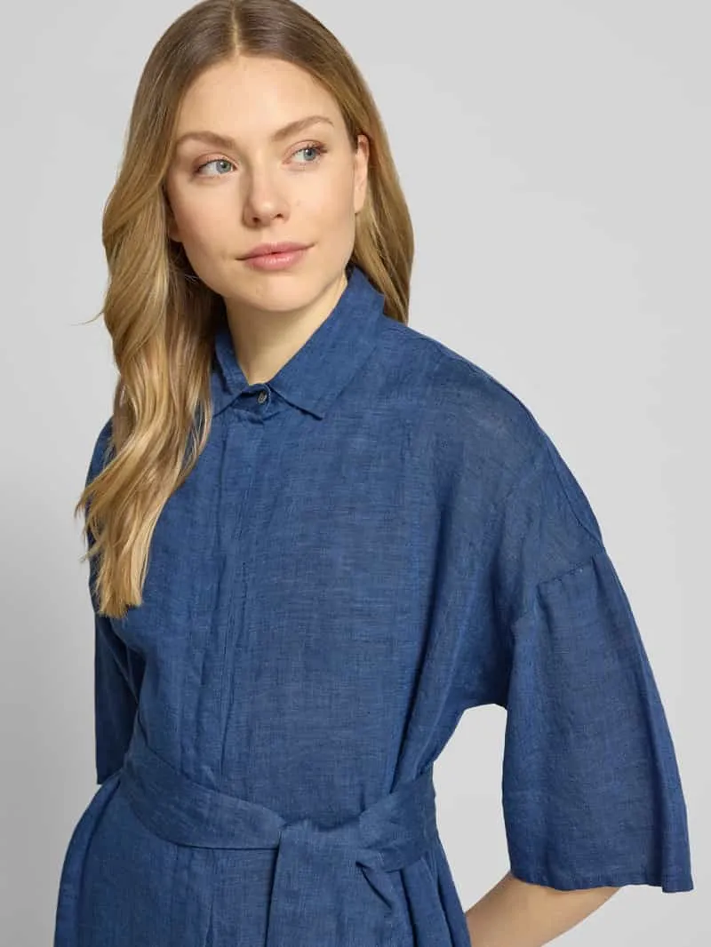 0039 italy Linnen jurk van puur linnen model 'Derby' marineblauw, foto 4