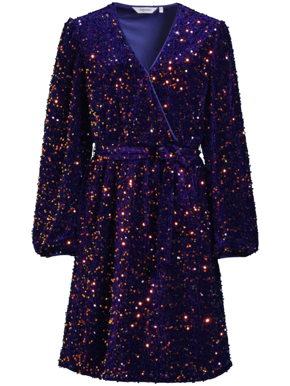 Anytime midi jurk met pailletten blauw, foto 2